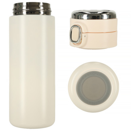 Termoska s teplomerom LED 0,42L VACUUM CUP béžová