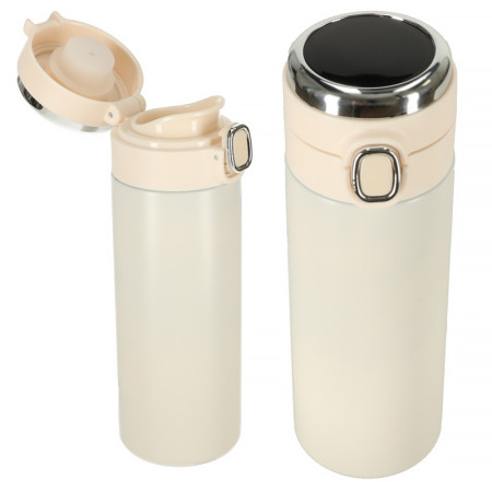 Termoska s teplomerom LED 0,42L VACUUM CUP béžová
