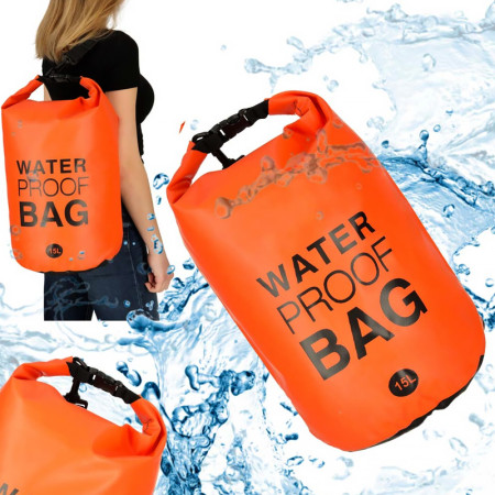 Vodotesný vak 15L WATER PROOF BAG ORANGE
