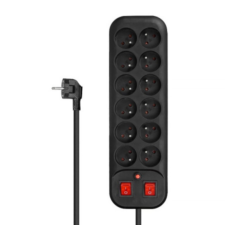 Prepäťová ochrana 1,8m/12z+2xV DPM PPS52 PO1812VBK čierna