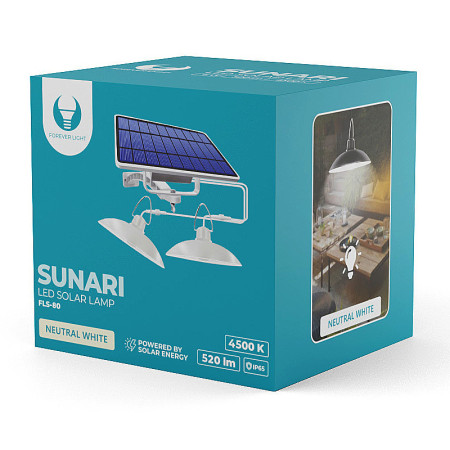 Svietidlo LED so solárnym panelom+DO SUNARI FLS-80 520lm 4500K IP65 (2ks)