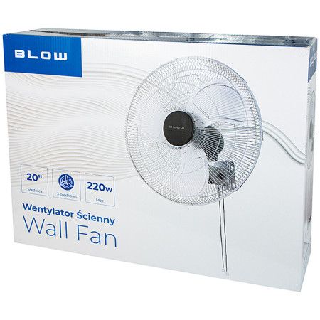 Ventilátor nástenný 50cm BLOW 44-659 220W kovový
