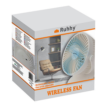 Ventilátor stolový 16cm na štipec RUHHY 25566 5W nabíjateľný biely