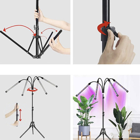 Svietidlo pre rast rastlín GARDLOV JZZFL-04 14W 4x20LED 4ramená