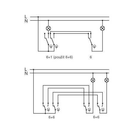 Vypínač č.5B (6+6) ABB 3558A-52940 B IP44 biely komplet