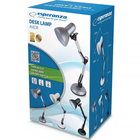 Lampa stolová ESPERANZA ELD112K AVIOR čierna s ramenom
