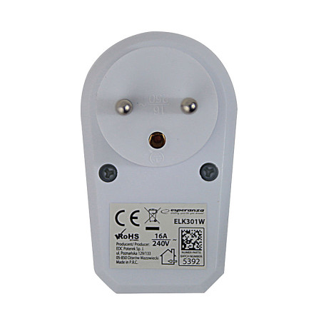Zásuvka priebežná s vypínačom ESPERANZA ELK301W (P96)