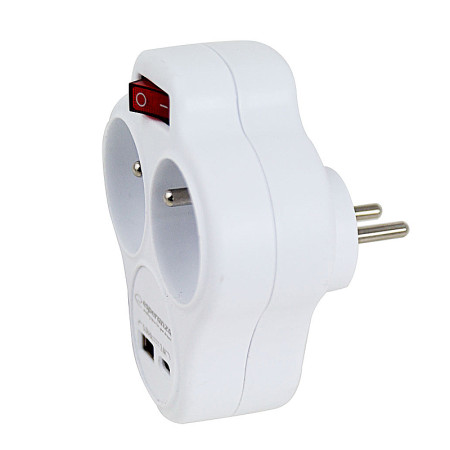 Rozdvojka ESPERANZA ELK311W biela (2xgula+V+USBC+USBA priamy trojuholník) (P99USBC)