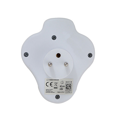 Rozdvojka ESPERANZA ELK311W biela (2xgula+V+USBC+USBA priamy trojuholník) (P99USBC)