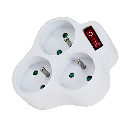 Rozdvojka ESPERANZA ELK304W biela (3xgula+V priamy trojuholník) (P99)