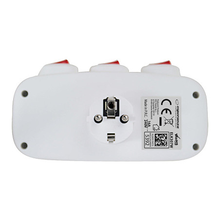 Rozdvojka ESPERANZA ELK307W biela (3xgula+3xV samostatné vypínače)