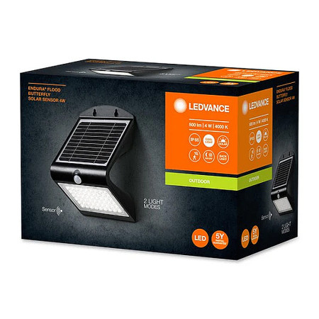Svietidlo nočné LED LEDVANCE ENDURA FLOOD BUTTERFLY SOLAR SENZOR 4W 4000K BLACK s pohybovým senzorom