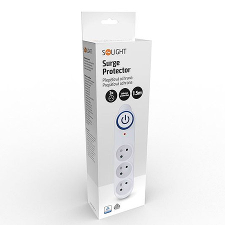 Prepäťová ochrana 1,5m/3z+V SOLIGHT PO39 biela