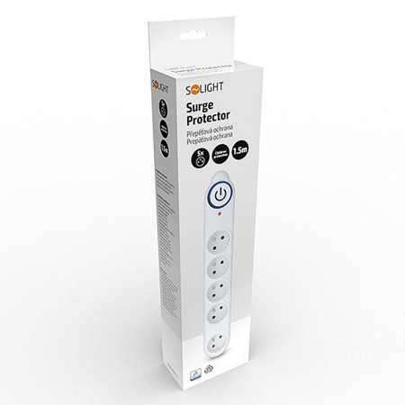 Prepäťová ochrana 1,5m/5z+V SOLIGHT PO54 biela