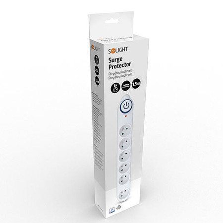 Prepäťová ochrana 1,5m/6z+V SOLIGHT PO62 biela