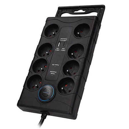 Prepäťová ochrana 2m/8z+V+USBA+USBC SOLIGHT PO80B čierna