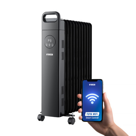 Ohrievač radiátor olejový 11 článkový 2500W NOVEEN OH8099 LCB black Tuya WiFi Smart