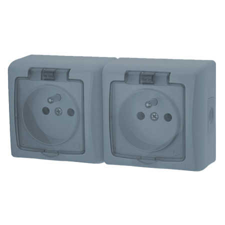 Dvojzásuvka VDT IP44 TESLA 4FN15091.2110 sivá