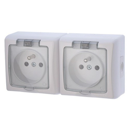 Dvojzásuvka VDT IP44 TESLA 4FN15091.2101 biela