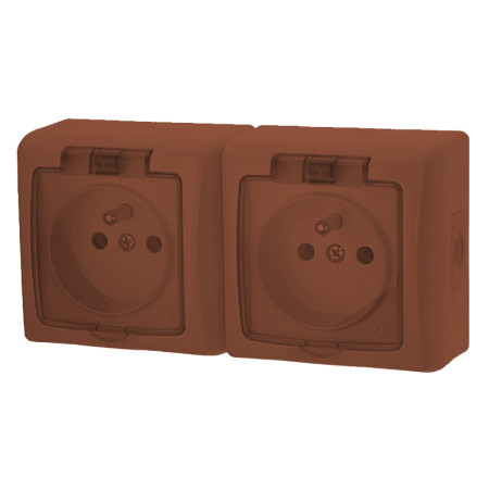 Dvojzásuvka VDT IP44 TESLA 4FN15091.2118/1 hnedá