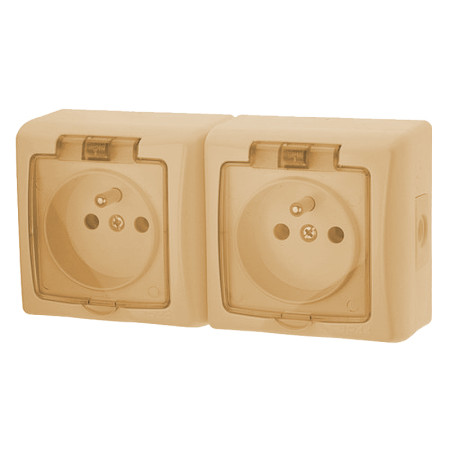 Dvojzásuvka VDT IP44 TESLA 4FN15091.2115 slonová kosť