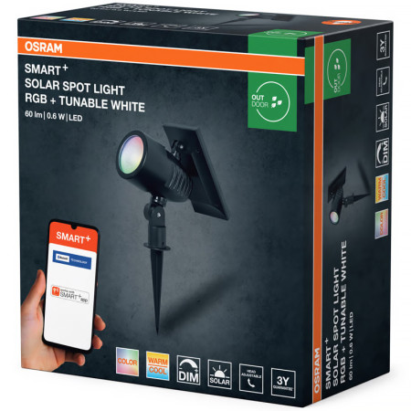 Lampa solárna OSRAM SMART+ BT Solar Spot RGB+TW 0,6W 60lm