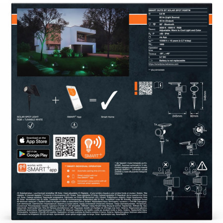 Lampa solárna OSRAM SMART+ BT Solar Spot RGB+TW 0,6W 60lm
