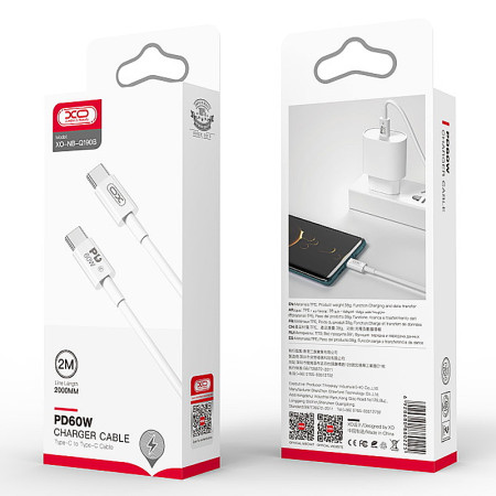 Kábel USBC-USBC 2m 60W biely XO NB-Q190B