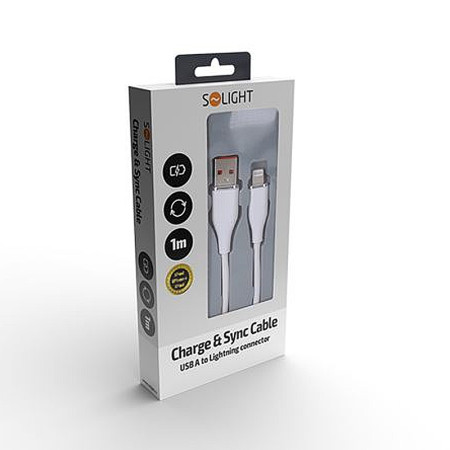 Kábel USBA-IPHONE 5< biely 1m 2A SOLIGHT SSC1501-S