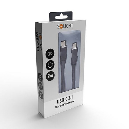Kábel USBC-USBC 2m 3,1A SOLIGHT SSC1702-S