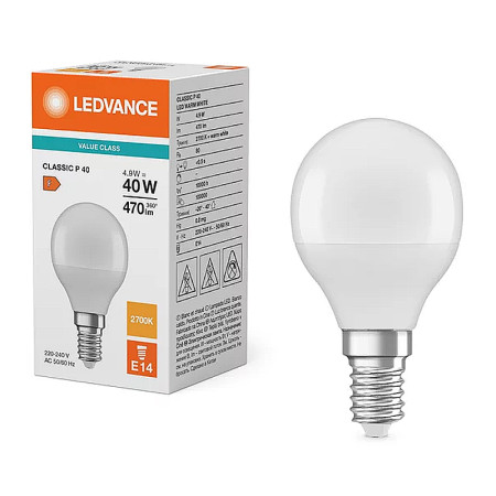 Žiarovka LEDVANCE LED CLP40 E14 4,9W/827 ilumka VC