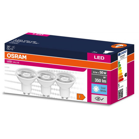 Žiarovka OSRAM LED LVPAR165036 GU10 4,5W/840 3balenie BASEPAR1650 36°
