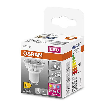 Žiarovka OSRAM LED SPAR165536 CCT Select GU10 4.2W 827/840/865 36°