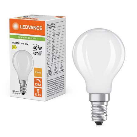 Žiarovka LEDVANCE LED CLP40D E14 3,4W/827 ilumka FILAMENT DIM FR matná