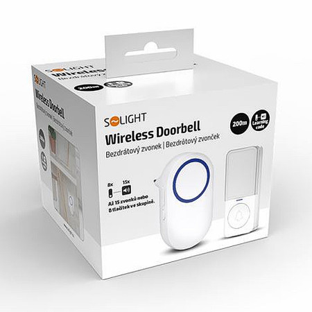 Zvonček bezdrôtový 230V 200m SOLIGHT 1L78 biely