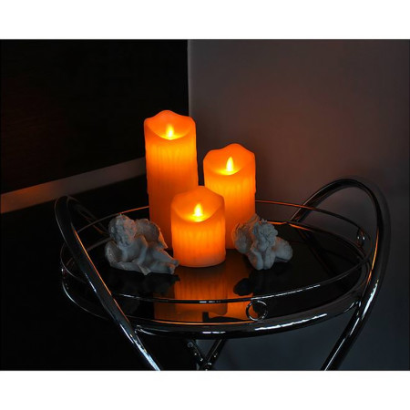 Sviečka LED vosková s plameňovým efektom LXSLED12 (∅7,5x15cm)