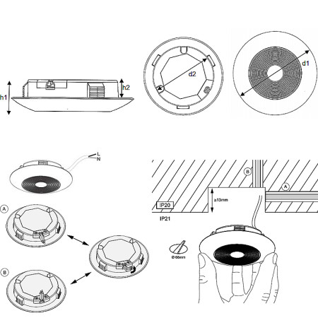 Svietidlo led panel do podhľadu DOWNLIGHT S WT 6,5W/840 L80