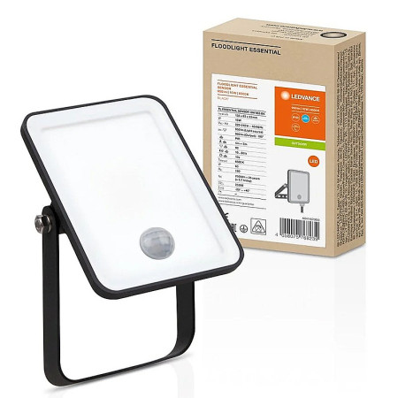 Reflektor LED 10W+PIR 6500K BK LEDVANCE FL ESSENTIAL SENSOR