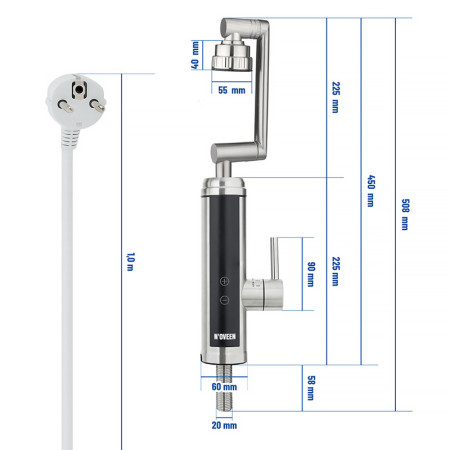 Prietokový ohrievač vody NOVEEN IWH986 INOX 3D na drez +displej+dotykový panel INOX