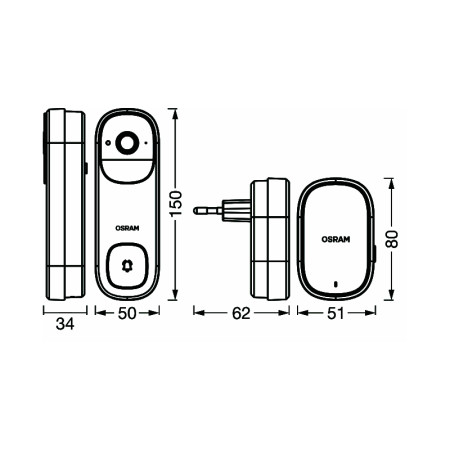 Videovrátnik SMART OSRAM SMART WIFI OUTDOOR CAMERA DOORBELL White