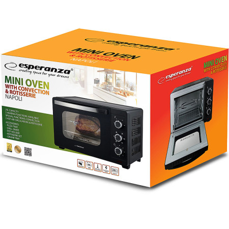 Rúra elektrická na pečenie s konvektomatom ESPERANZA EKO006N NAPOLI 25L 1600W