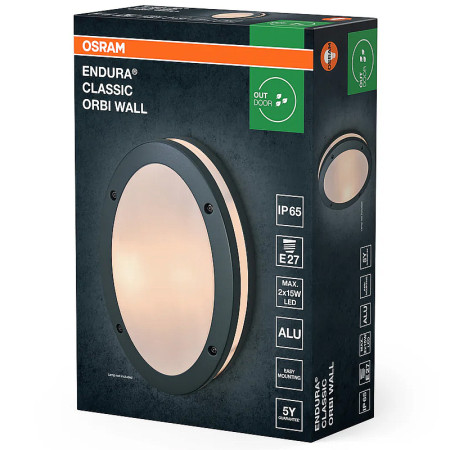 Vonkajšie nástenné svietidlo OSRAM ENDURA Classic Orbi Wall E27 IP65 Dark Grey