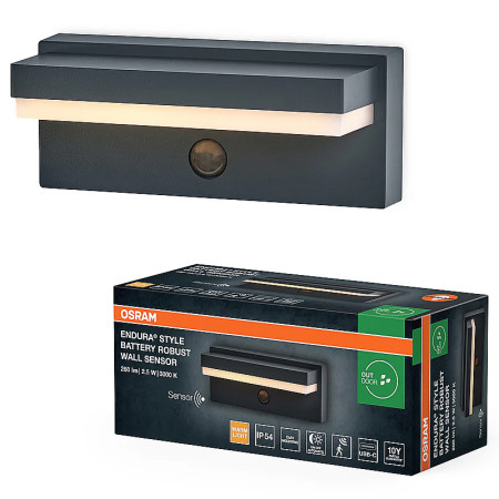 Vonkajšie nástenné svietidlo LED OSRAM ENDURA Style Robust Wall Sensor 2,5W 3000K USB IP54 Dark Grey