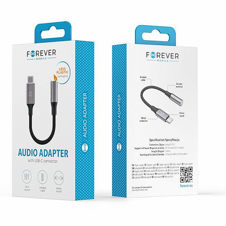 Kábel USBC-JACK3,5st zásuvka čierny 13cm FOREVER AJC-01