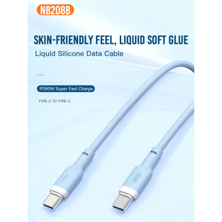 Kábel USBC-USBC 1m 3A 60W biely XO NB-Q208B