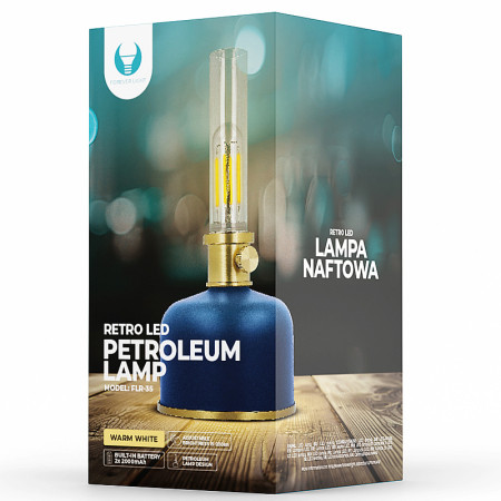 Svietidlo RETRO LED PETROLEUM LAMP FOREVER FLR-35 Blue ACCU 2W 200lm