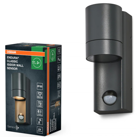 Vonkajšie nástenné svietidlo LED OSRAM ENDURA Classic Isidor Wall Sensor GU10 IP65 Dark Grey