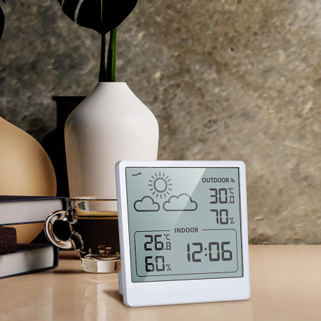 Teplomer bezdrôtový biely SOLIGHT TE48W