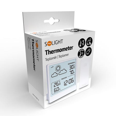 Teplomer bezdrôtový biely SOLIGHT TE48W