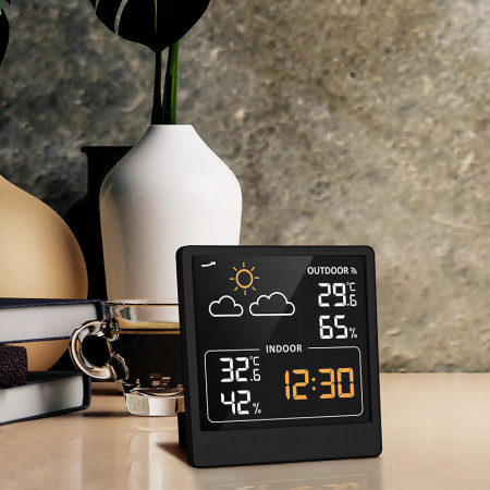 Teplomer bezdrôtový čierny SOLIGHT TE48B